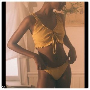 Urban outfitters ribbed cotton keyhole off the shoulder bra tank top & thong NWT